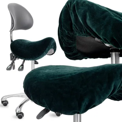 Obrázek produktu pro Habys velurový potah pro pojízdný stoličku Pracovní stolička | Ø 34-40 cm | Napínací potah s gumou | Kosmetický salon Kadeřnictví | Zelená