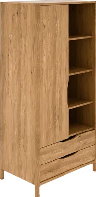 Produktbild von Kleiderschrank 95cm breit in Wildeiche massiv geölt, montiert, THORNBURY-165