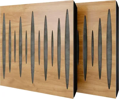 Immagine prodotto di Confezione da 2 – Pannello acustico con rivestimento in velluto e kit di montaggio | 50x50x5 cm | Assorbimento, diffusione e riflessione acustica – Isolamento acustico | [PULSAR - Rovere | Grigio]