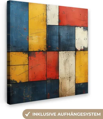 Zdjęcie produktu dla MuchoWow® - Obraz na płótnie - Styl Mondrian - Sztuka - Kolorowy - Nowoczesny, obraz na ścianę, dekoracja ścienna, obrazy do salonu, 20x20cm
