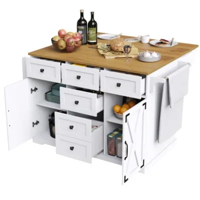 Produktbild von Kücheninsel, Servierwagen mit Stauraum, Mobiler Buffetschrank, Küchenwagen