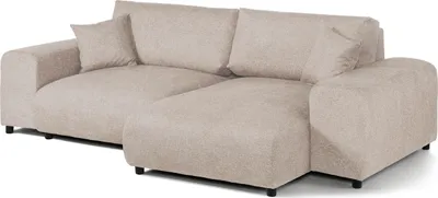 Image de MASSIVMOEBEL24 | Canapé d'angle PAULINA en Tissu Peluche Beige 237×144×79 cm