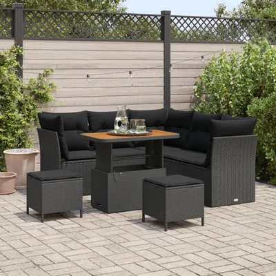 Immagine prodotto di vidaXL Set di divani da giardino con cuscini con contenitore 8 pezzi Nero