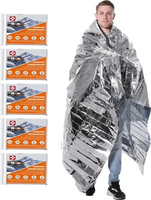 Productafbeelding van Nooddekens Mylar - Thermo deken - Warmte behouden - Waterdicht winddicht - 5 stuks - Zilver