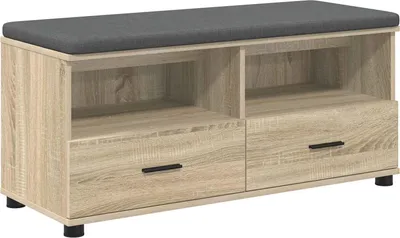 Produktbild von Flurbank mit Kissen mit Regal Sonoma-Eiche 100 x 38 x 46 cm