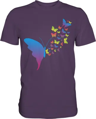 Produktbild von Bunte Schmetterlinge Silhouette T-Shirt – Urban Purple / XL