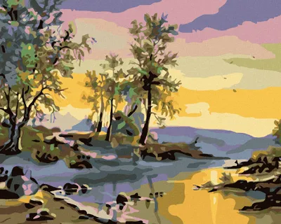 Produktbild von Zuty - Malen nach Zahlen - SONNENUNTERGANG ÜBER DEM FLUSS, 40x50 cm, ohne Keilrahmen