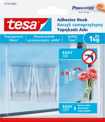 Produktbild von tesa selbstklebende Haken für Dekorationen, transparent