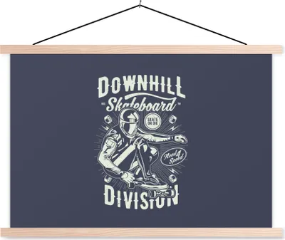 Produktbild von MuchoWow® Textilposter Skateboard - Helm - Retro 60x40 cm mit holzfarbenen Rahmen - Bilder
