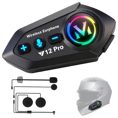 Produktbild von Motorradhelm Bluetooth Motorrad Helm Gegensprechanlage Kopfhörer Kommunikationssystem Motorcycle Helmet Headset Reichweite von 500m Doppelte Noise