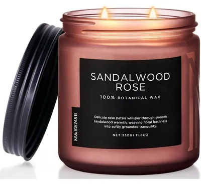 Produktbild von Duftkerze Sandelholz Rose 330g 70h 2-Docht Sojawachs Langanhaltend Geschenk