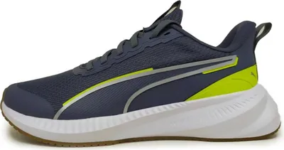 A side view of a single Puma running shoe.