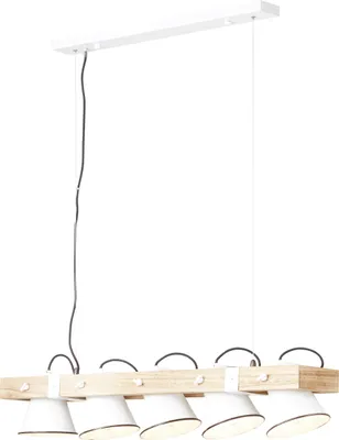 Image de Lustre Brilliant Pilow E27 5x10 W blanc/hêtre