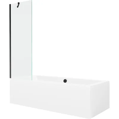Obrázek produktu pro Mexen Cube obdélníková vana 180 x 80 cm s pláštěm 1-křídlovou zástěnou 60 cm, Průhledné, Černá - 550518080X9506000070