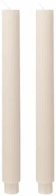 Geribbelte Tafelkerzen, Elfenbein, 2 Stück, 27 cm