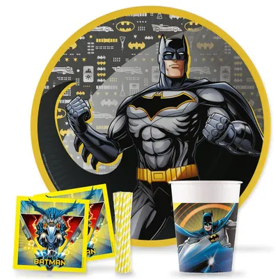 Produktbild von Partyset 44 tlg. Batman Geburtstagsdeko Kindergeburtstag Partygeschirr