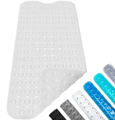 Image de Tapis de bain antidérapant, tapis de douche, 100x40 cm, transparent, lavable en machine