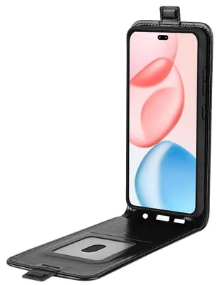 Produktbild von Für Honor 400 Pro Vertikale Textur Kunstleder Flip Schutz Tasche Hülle Schwarz