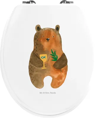 Produktbild von Mr. & Mrs. Panda Toilettendeckel Bär Konfirmation - Weiß - Geschenk, Gottesdienst, Klodeckel, Kirche, Evangelisch, Klo-Deckel, klo deckel, WC Brille, Teddy, Sitz