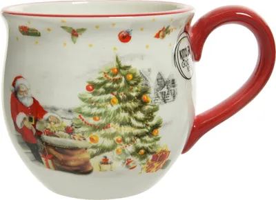 Produktbild von Tasse mit Weihnachtsmann Dolomit 9cm weiß / rot 1 Stück