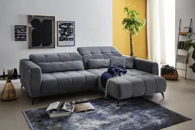 Produktbild von Polstergarnitur >Luddi< Sitz + Kopfteilverstellung, dunkelgrau - 286x80x203cm (BxHxT)