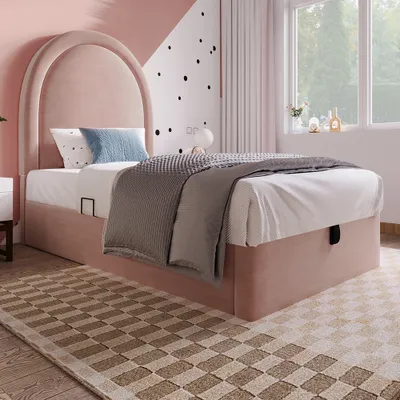 Produktbild von Sweiko Polsterbett Kinderbett,Einzelbett mit kosmischem Muster, 90 x 200 cm, Rosa,Samt für Jungen & Mädchen (Ohne Matratze)