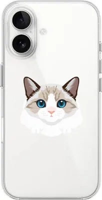 Produktbild von Flexible Hülle für das iPhone 16, TPU Silikon transparent, weiße Burmakatze