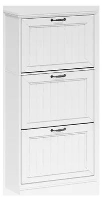 Produktbild von Schuhschrank mit 3 Klapptüren, schmaler Schuhkipper, verstellbare Trennwand, für 16-18 Paar Schuhe, Schuhaufbewahrung für Flur und Garderobe, 24 x 63 x 135,5 cm, Weiß