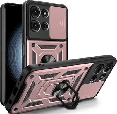 Produktbild von Outdoor Panzer Hülle für Motorola Moto G75 Handyhülle mit Kameraschutz Ringhalter in Rosegold