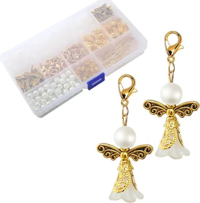 Image de 60 sets DIY ange gardien porte-clés kit de bricolage perles ange mariage anniversaire baptême