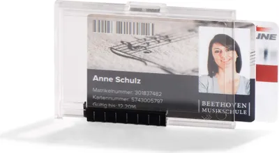 Zdjęcie produktu dla DURABLE Etui do kart identyfikacyjnych PUSHBOX na 2 karty, Przezroczysty, 892119, 10 szt.