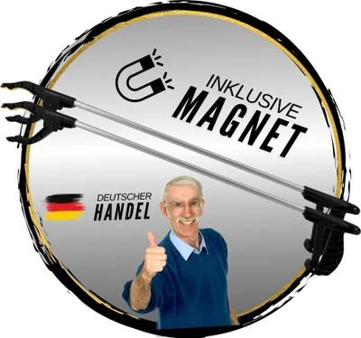 Produktbild von 2 Stück Greifzange mit Magnet Greifhilfe Metall Greifer für Senioren Müll Müllzange Küche Alltagshelfer lang