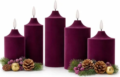 Produktbild von ELAMBIA 5 LED-Kerzen Samt-Oberfläche Flamme Luma, Timer Höhe 12,5cm - 17,5cm