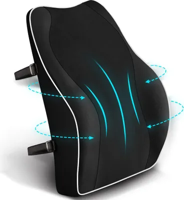 Produktbild von Lordosenstütze, Lendenkissen, Lendenwirbelkissen für Bürostuhl Auto, Memory Schaum Rückenkissen mit atmungsaktiver 3D-Netz-Lendenwirbelstütze