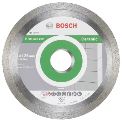 Obrázok produktu pre Bosch 2608602202 Bosch Diamanttrennscheibe Standard für Ceramic 125mm 22,23