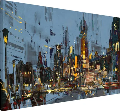 Obrázek produktu pro Moderní nástěnný obraz na plátně do obývacího pokoje Město v noci 80x120cm