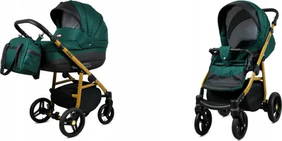 Produktbild von BabyLux® Axel | 2in1 Kinderwagen Set | Bottle Green | Kombikinderwagen | Kinderwagenset | Buggy