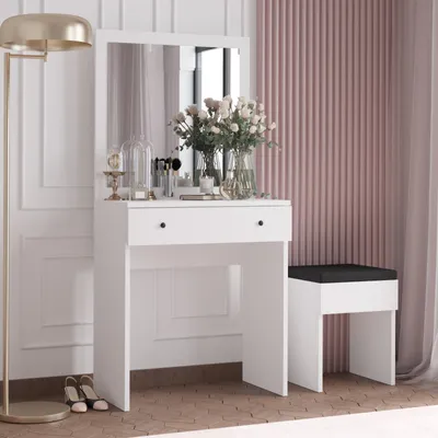 Produktbild von Skye Decor, Felix, Schminktisch, Weiß, 100 % MELAMINBESCHICHTETE SPANPLATTEN, 65 x 35 x 139 cm