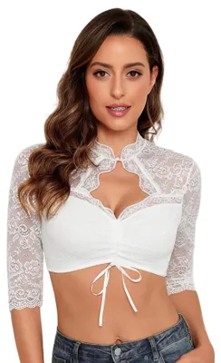 Zdjęcie produktu dla Solidchoice - Elegancka bluzka w stylu Dirndl z rękawami 3/4