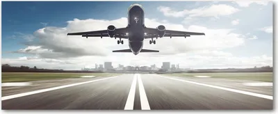 Produktbild von Tulup® Leinwandbild - 125x50 cm - Wandkunst - Drucke auf Leinwand - Leinwanddruck  - Fahrzeuge - Grau - Startendes Flugzeug