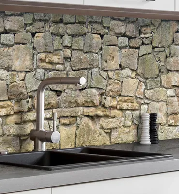 Produktbild von Küchenrückwand selbstklebend alte Mauer Sandstein Spritzschutz Folie 220 x 60cm