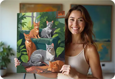Immagine prodotto di Pittura con numeri 40x50 cm Gatti di Massido