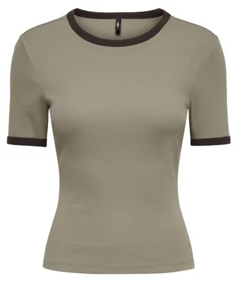 Produktbild von ONLY ONLVAL S/S CONTRAST TOP JRS Walnut/Coffee bean contrast L