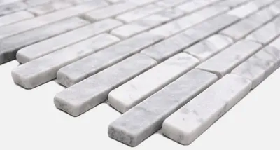 Produktbild von Handmuster Naturstein Mosaikfliesen Marmor weiss carrara Optik matt Wand Boden Küche Bad Dusche MOS40-Brick2000_m