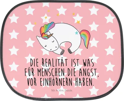 Produktbild von Mr. & Mrs. Panda Sonnenschutz Auto Einhorn Nacht - Rot Pastell - Geschenk, hitzeschutz, Sonnenblende, Einhörner, kfz, Menschen, Unicorn, Freundin, Traum