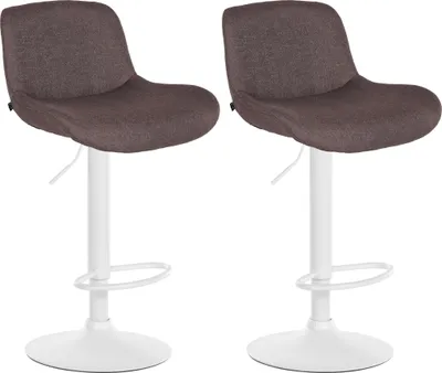 Produktbild von CLP 2er Set Barhocker Solon Weiß höhenverstellbar und drehbar mit Rückenlehne dunkelbraun Material Stoff