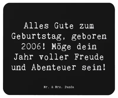 Produktbild von Mr. & Mrs. Panda Mousepad Spruch 2006 Geburtstag - Schwarz - Geschenk, laptop, Mauspad, geboren, Geburtstagsfeier, pc, am, Happy Birthday, Geburtsjahr, Mouse Pad