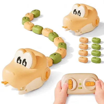 Produktbild von Ferngesteuerte Schlange, Schlangenspielzeug mit Magnetwürfeln, USB-aufladbar, 2-Spieler-Fangspiel, Gelb