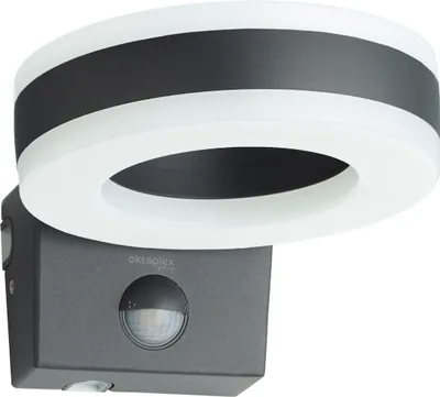 Produktbild von oktaplex Außenleuchte Porto anthrazit rund LED Up & Down mit Bewegungsmelder, IP65, 3000K, 230V, Erfassungsbereich ca. 9m 140°, Leuchtdauer 5 Sek. - 5 Min.