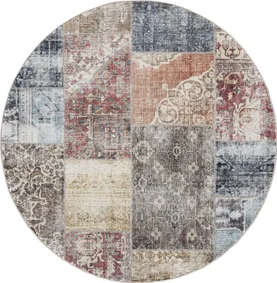 Produktbild von benuta Waschbarer Vintage Teppich George Multicolor ø 120 cm rund Wohnzimmerteppich Schlafzimmer weich orientalisch